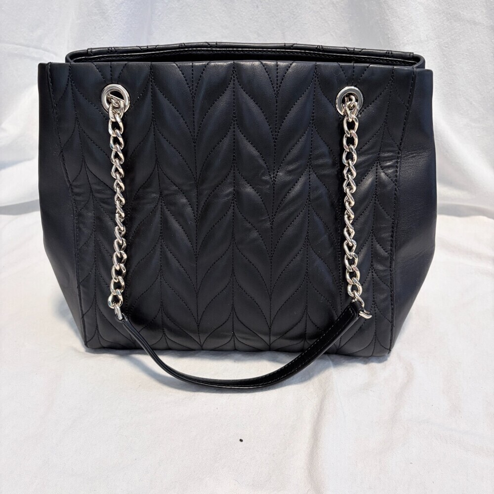 Kate Spade Briar Lane Quilted Willis Tote Bag Black Silver Handwear Chic Luxury - Picture 4 of 16